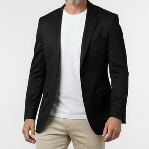 Le Chateau Mens Linen Blazer Single Breasted Lined Black Size 40R